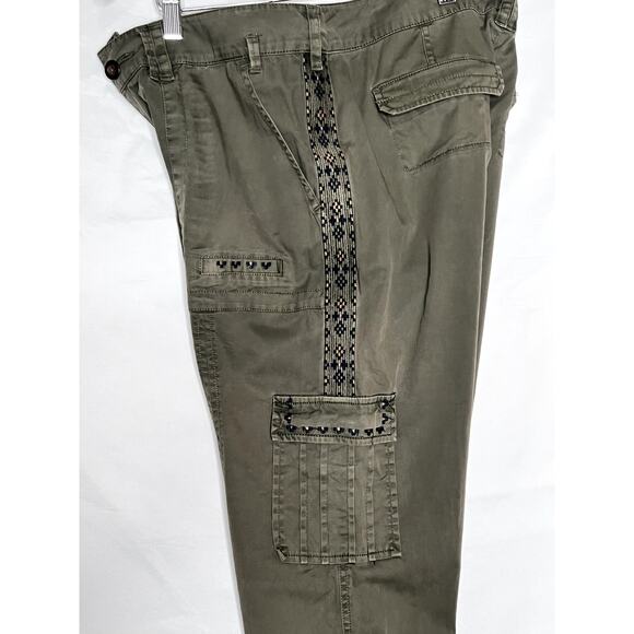 Sundance womens size 8 pants army green embroidery cotton tapered  boho, - Picture 9 of 12